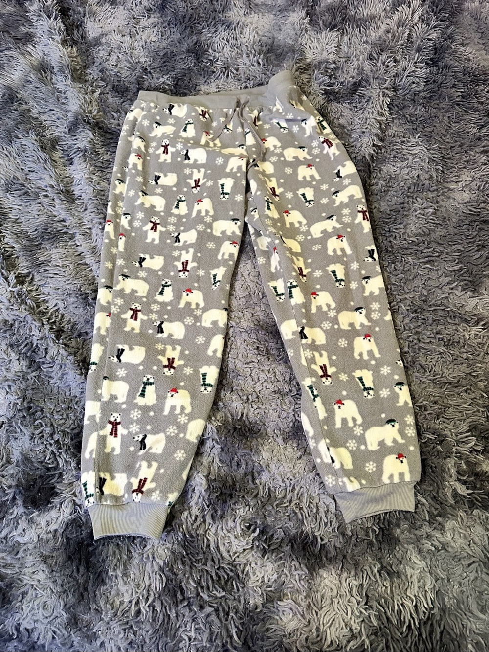 Cuddl Duds Gray Polar Bear Print Fleece Pajama Pants